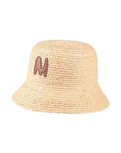 Msgm Woman Hat Beige Size L Natural Raffia In Brown
