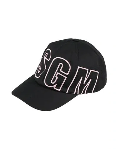 Msgm Woman Hat Black Size Onesize Cotton In Black