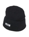 Msgm Logo-embroidered Ribbed-knit Beanie In Black