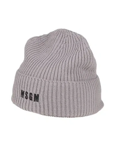 Msgm Woman Hat Grey Size Onesize Merino Wool, Acrylic