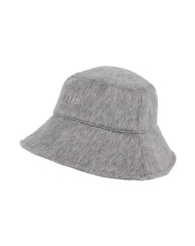 Msgm Woman Hat Grey Size S Wool, Polyamide
