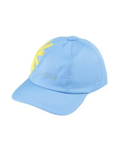 Msgm Woman Hat Light Blue Size Onesize Cotton, Elastane