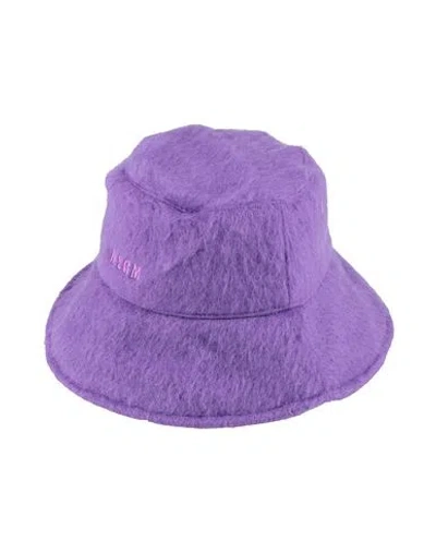 MSGM MSGM WOMAN HAT LIGHT PURPLE SIZE L VIRGIN WOOL, POLYAMIDE, ALPACA WOOL