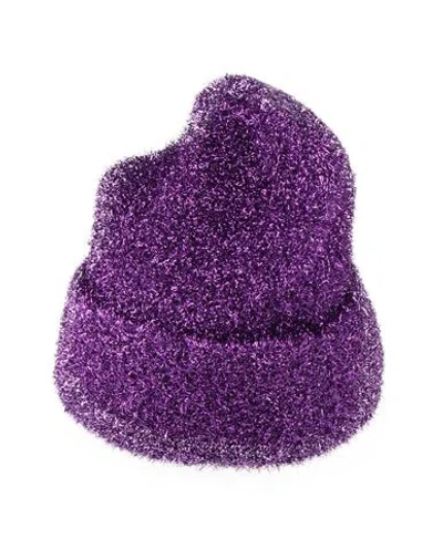 Msgm Woman Hat Mauve Size Onesize Metallic Polyester, Polyamide In Purple