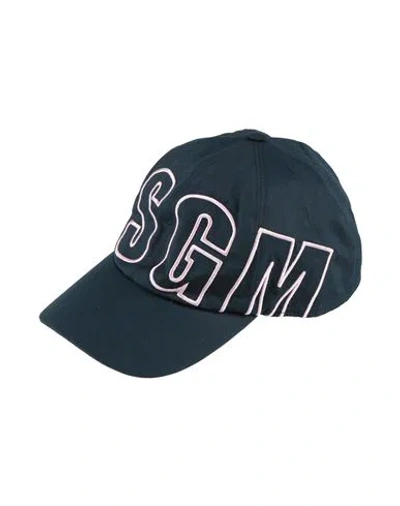 Msgm Woman Hat Midnight Blue Size Onesize Cotton