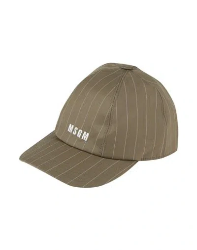 Msgm Woman Hat Military Green Size Onesize Virgin Wool, Polyester