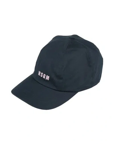 Msgm Woman Hat Navy Size Onesize Cotton In Blue