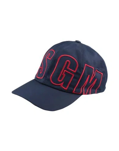 Msgm Woman Hat Navy Size Onesize Polyester, Cotton In Metallic