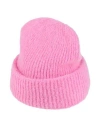 Msgm Woman Hat Pink Size Onesize Merino Wool, Polyamide, Elastane In Pink