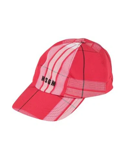 Msgm Woman Hat Red Size Onesize Polyester In Pink