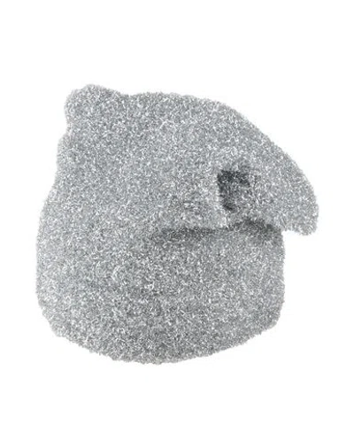 Msgm Woman Hat Silver Size Onesize Metallic Polyester, Polyamide In Gray