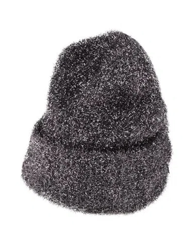 Msgm Woman Hat Charcoal Size Onesize Metallic Polyester, Polyamide In Grey