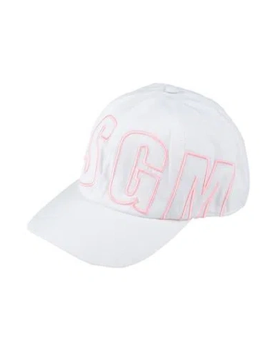 Msgm Woman Hat White Size Onesize Cotton In White