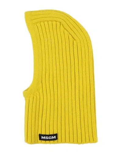 Msgm Woman Hat Yellow Size Onesize Virgin Wool, Acrylic
