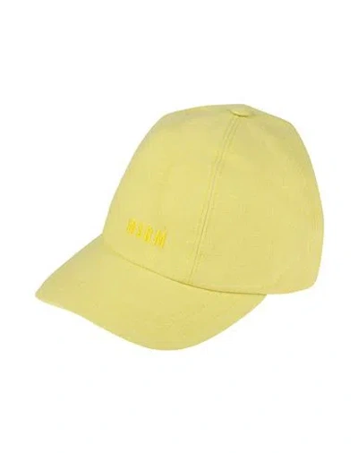 Msgm Woman Hat Yellow Size Onesize Viscose, Linen