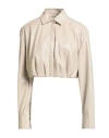 Msgm Woman Jacket Beige Size 8 Polyester