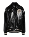 Msgm Logo-patch Faux-leather Bomber Jacket In Black