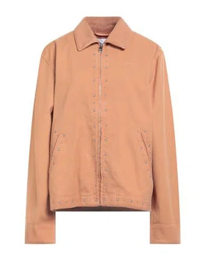 Msgm Woman Jacket Camel Size 12 Cotton In Brown