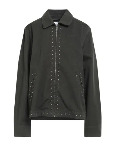 Msgm Woman Jacket Charcoal Size 12 Cotton In Gray