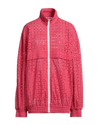 Msgm Woman Jacket Coral Size 4 Cotton, Polyester In Red