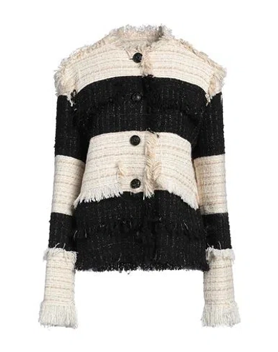 Msgm Woman Jacket Cream Size 8 Acrylic, Cotton, Polyester, Wool, Polyamide In White