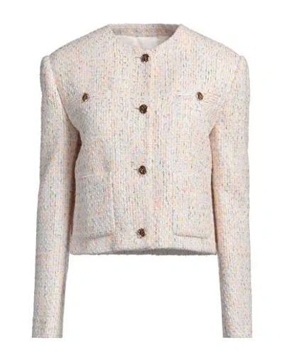 Msgm Woman Jacket Cream Size 8 Polyester In White