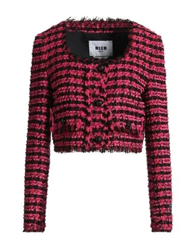 MSGM MSGM WOMAN JACKET FUCHSIA SIZE 4 COTTON, ACRYLIC, POLYESTER, WOOL, VISCOSE