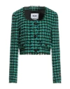 Msgm Woman Jacket Green Size 6 Cotton, Acrylic, Polyester, Wool, Viscose In Multi