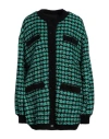 Msgm Houndstooth-pattern Tweed Cardi-coat In Green
