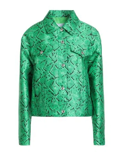 Msgm Woman Jacket Green Size 8 Polyester In Multi