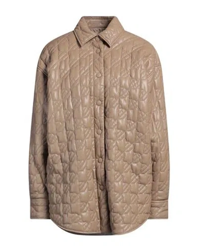Msgm Woman Jacket Khaki Size 6 Polyester In Beige
