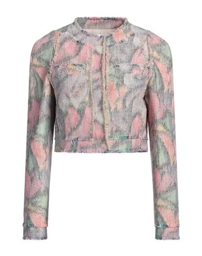 Msgm Woman Jacket Lilac Size 4 Polyester, Cotton, Viscose, Acrylic, Polyamide In Neutral