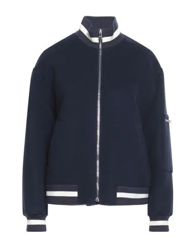 Msgm Woman Jacket Midnight Blue Size 6 Virgin Wool, Polyamide