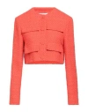 Msgm Woman Jacket Orange Size 6 Cotton, Polyamide In Orange