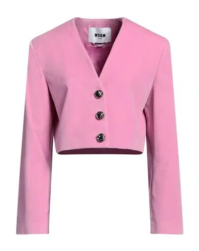 Msgm Woman Jacket Pink Size 4 Cotton