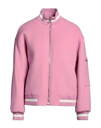 Msgm Woman Jacket Pink Size 4 Virgin Wool, Polyamide