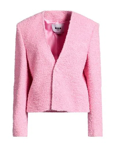 Msgm Woman Jacket Pink Size 6 Polyamide, Polyester, Acrylic