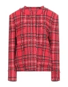 Msgm Woman Jacket Red Size 6 Cotton, Acrylic, Polyester