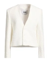 Msgm Woman Jacket White Size 6 Polyamide, Polyester, Acrylic In White