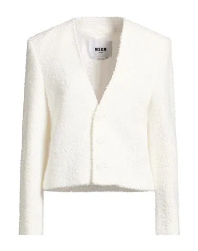 Msgm Woman Jacket White Size 6 Polyamide, Polyester, Acrylic