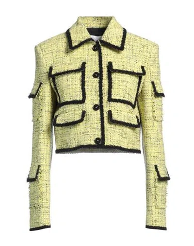 Msgm Woman Jacket Yellow Size 8 Cotton
