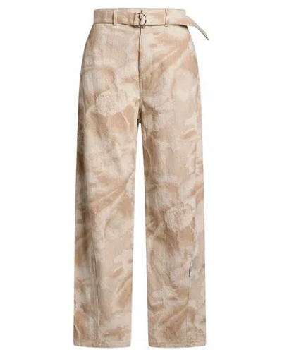 Msgm Woman Jeans Beige Size 12 Cotton, Polyester In Neutral