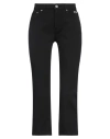 Msgm Woman Denim Cropped Black Size 0 Cotton