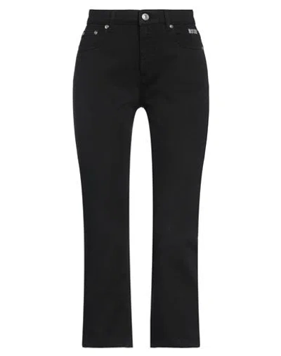 Msgm Woman Denim Cropped Black Size 0 Cotton