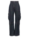 Msgm Cotton Denim Cargo Pants In Blue