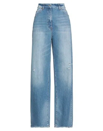 Msgm Woman Jeans Blue Size 8 Cotton, Hemp