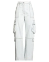 Msgm Woman Jeans Blue Size 8 Cotton In White