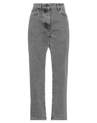 Msgm Woman Denim Pants Grey Size 4 Cotton