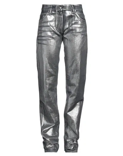 Msgm Woman Jeans Silver Size 8 Cotton