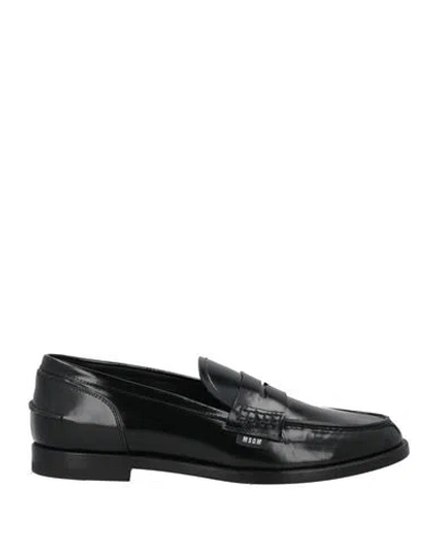 Msgm Woman Loafers Black Size 11 Leather